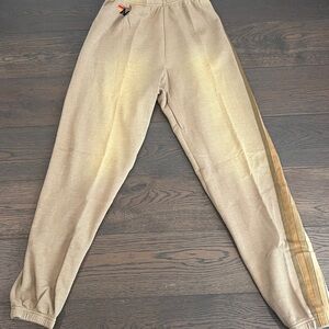 Aviator Nation Tan Sweatpants with Gold Stripes